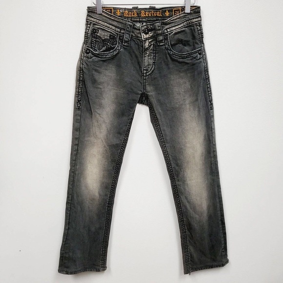 Rock Revival Other - Rock Revival Mens Jeans 29 x 29 Dan Alt Straight Fit Gray Acid Wash WILD